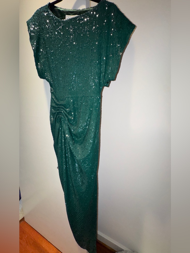 Glam Sequin Emerald Green Maxi Dress